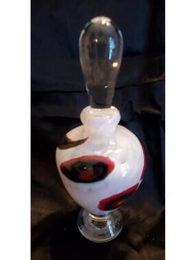 Vtg Art Glass Perfume Bottle  Signed